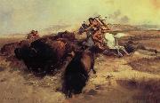 Charles M Russell Buffalo Hunt oil painting